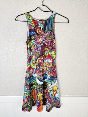 Grassroots California Dress Small Tank Skater Trippy Festival Stretch Colorful